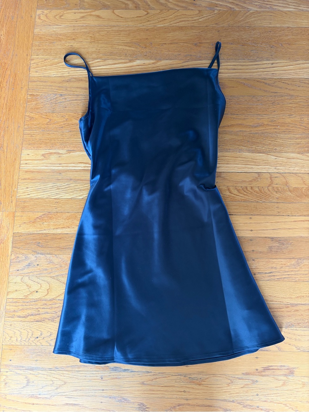 NWT Cider Blue Satin Mini Slip Dress with Spaghetti Straps